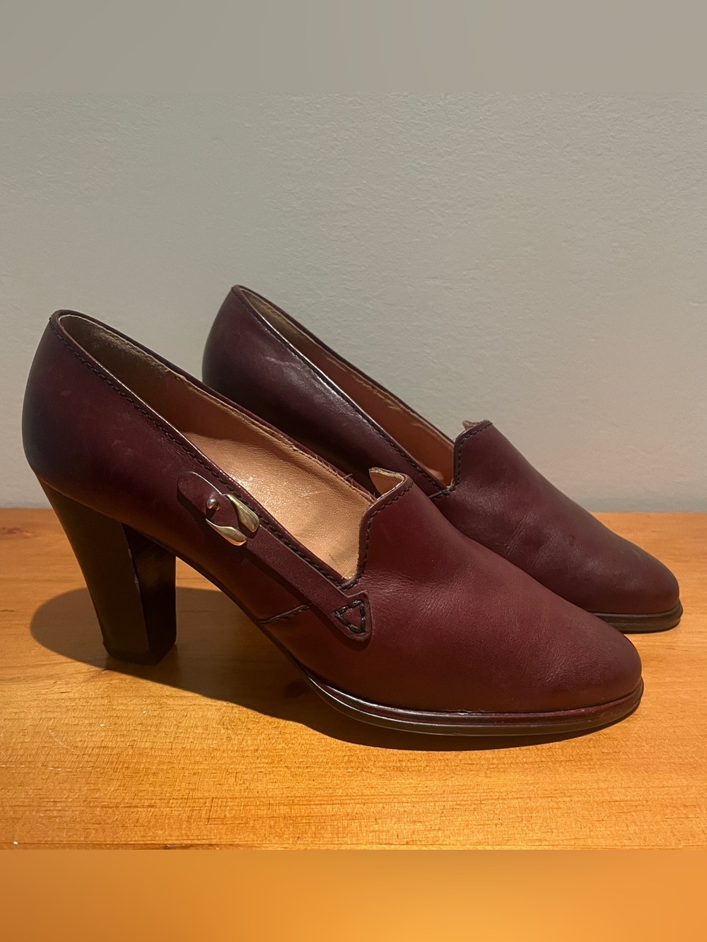 Vintage West German Leather Block Heel Pumps